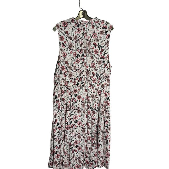 Floral Sleeveless High-Neck Dress With Pockets By Torrid Size 2 White/Pink/Black - Picture 8 of 14